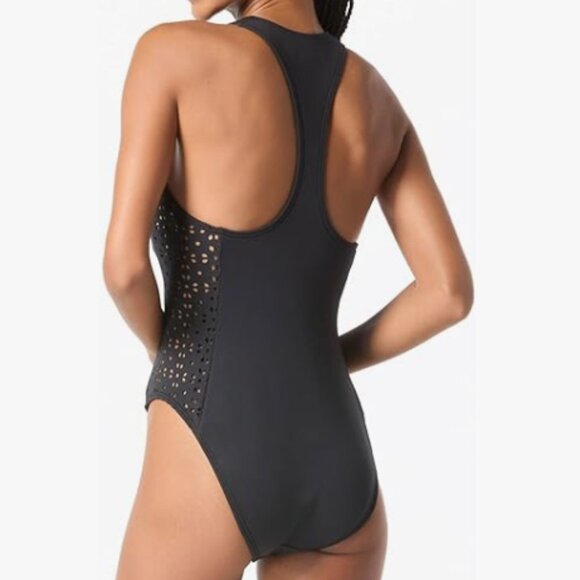 MICHAEL KORS Scuba Zip Swimsuit Womens 6 Black One Piece Bathing Suit NWT - Picture 15 of 16